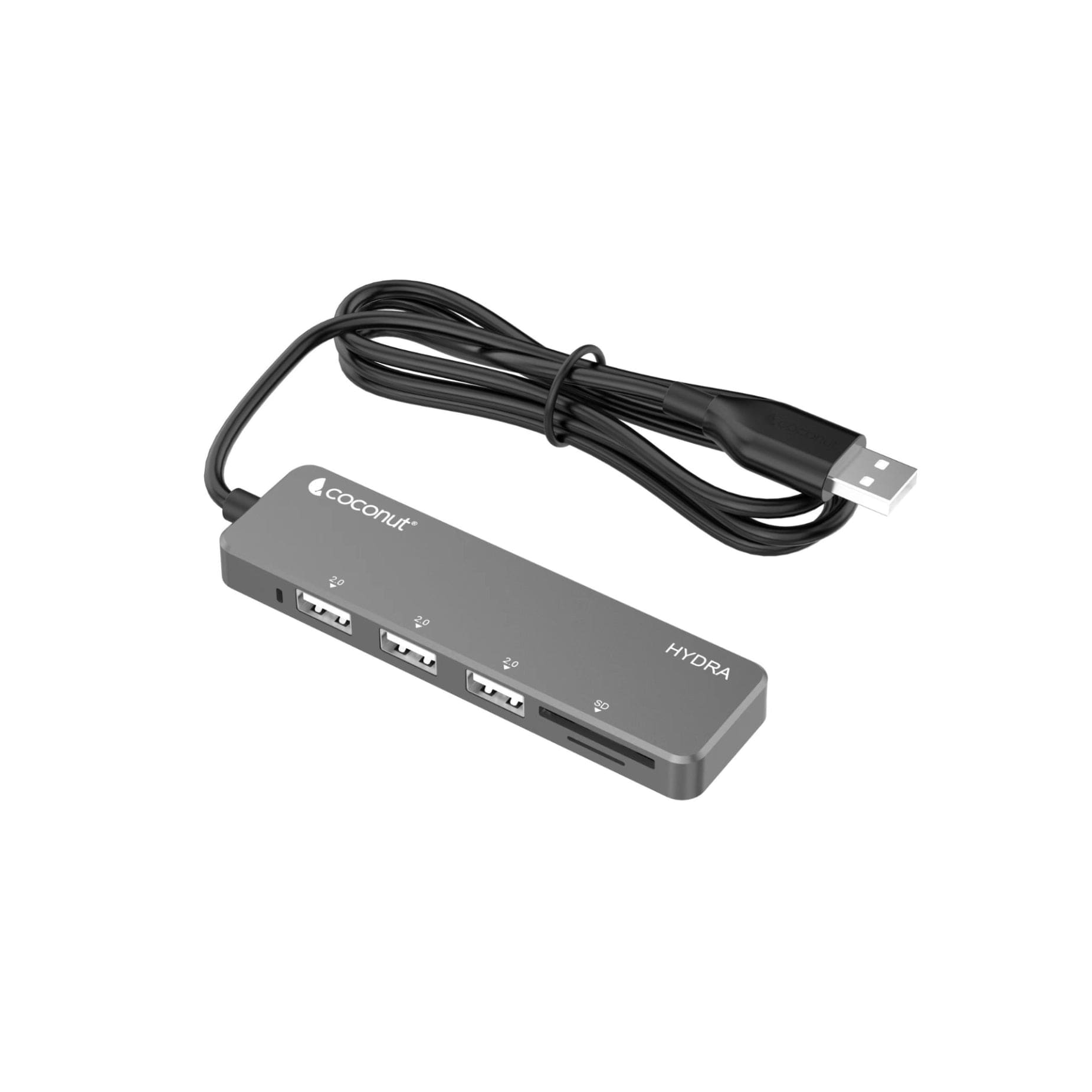 UH24 Hydra 3-Port USB Hub with built-in card reader for convenience